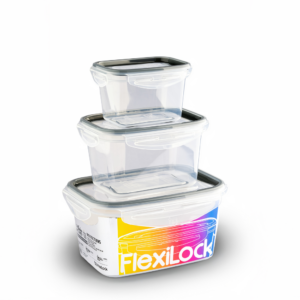 طقم حافظات طعام  فليكسي خالية من مادة BPA- رمادي داكن